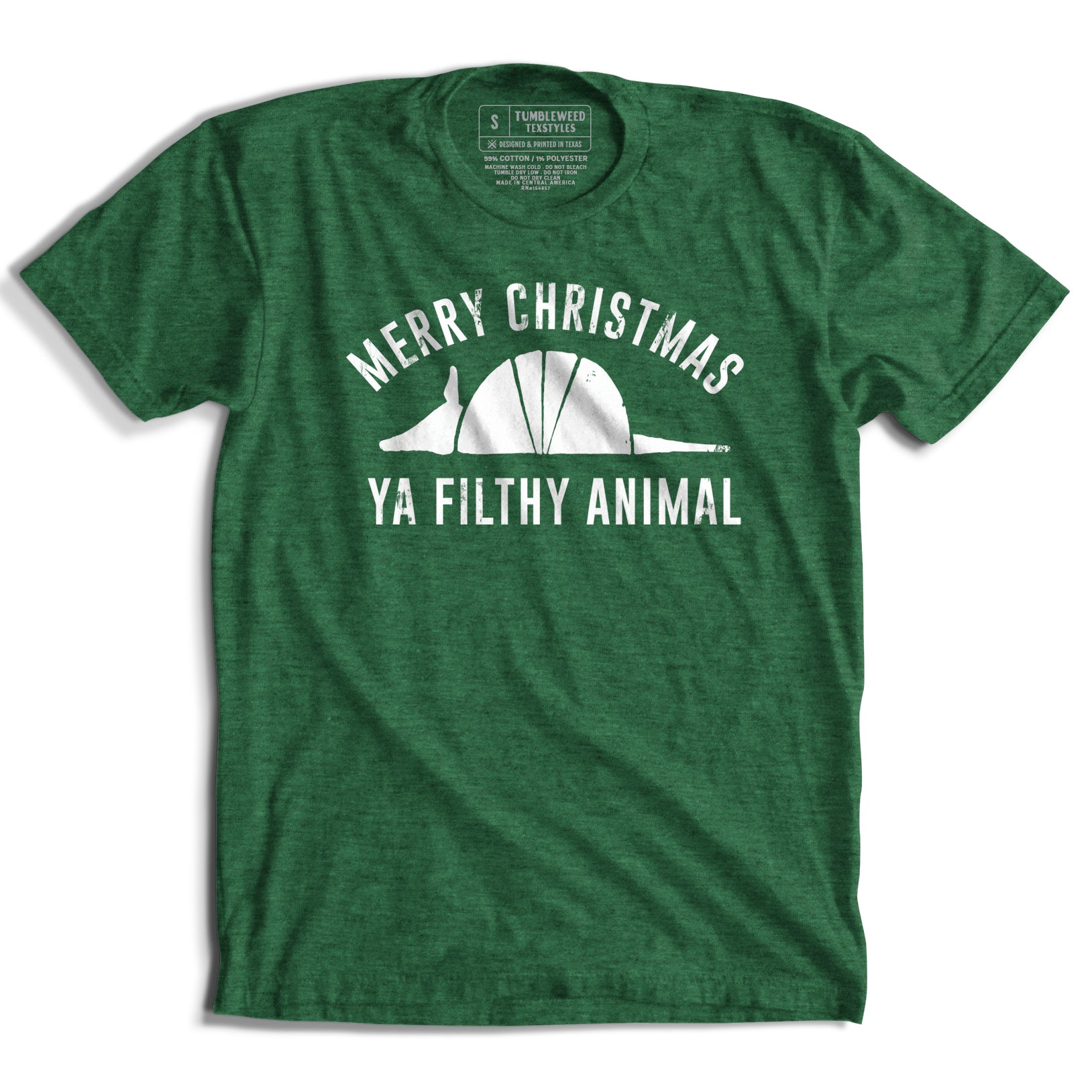 Merry Christmas Ya Filthy Animal Green T-Shirt