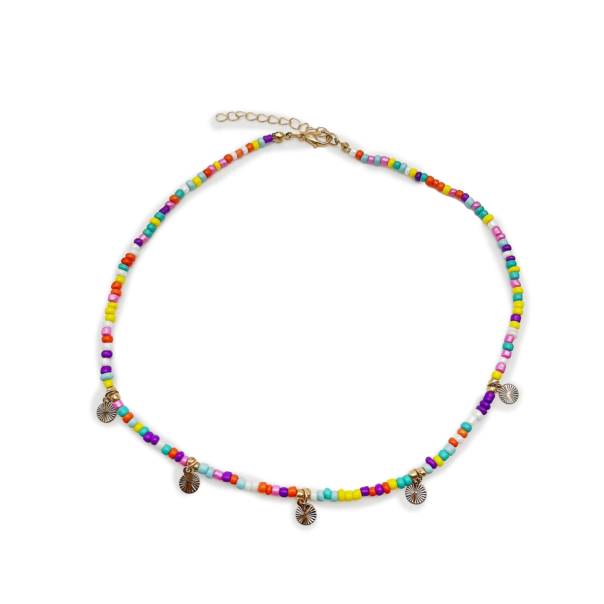 Beaded Round Necklace (Assorted Colors)