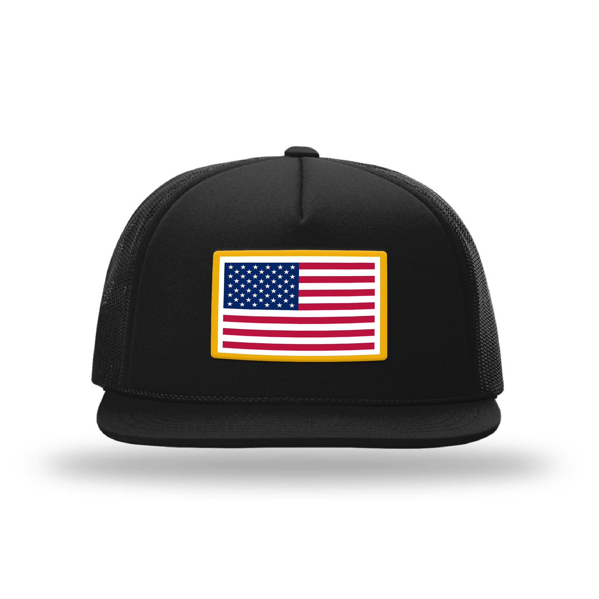 USA Flag Foam Flat Bill Trucker Hat (4 Colors)
