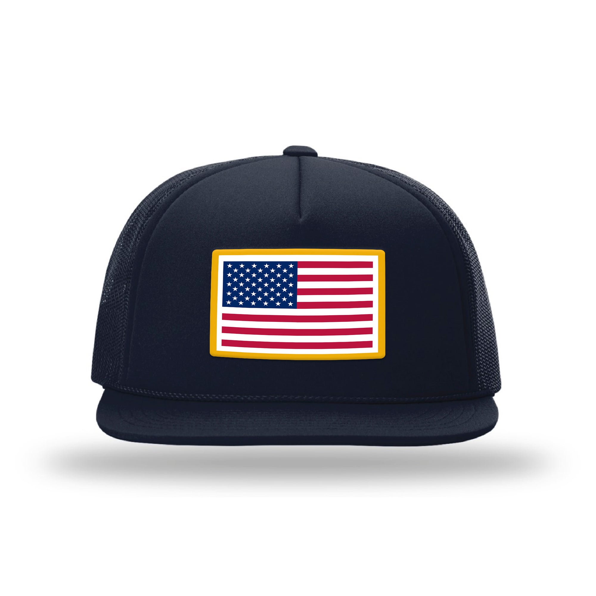 USA Flag Foam Flat Bill Trucker Hat (4 Colors)