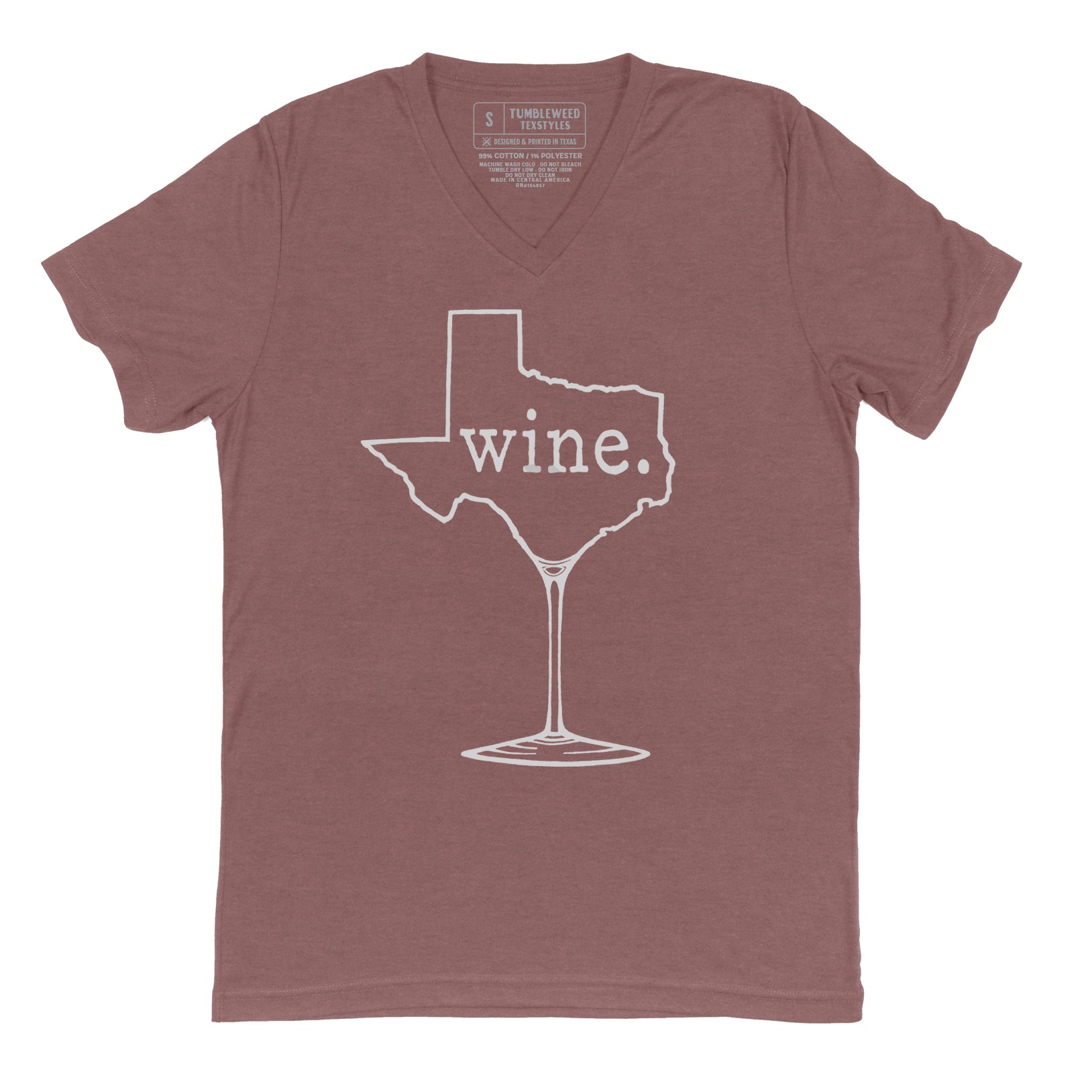 Wine. Texas Mauve V-Neck T-Shirt