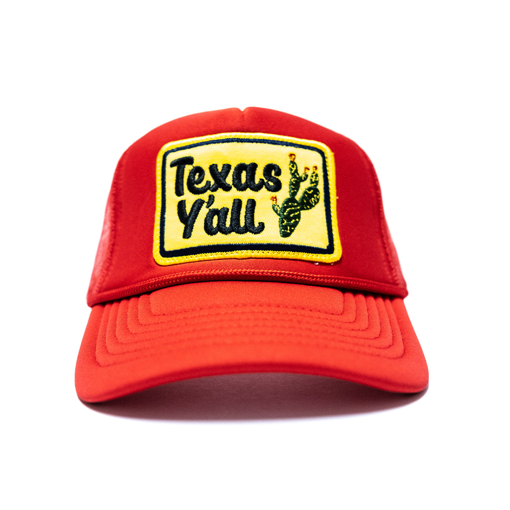 Texas Y'all Prickly Pear Patch Red Foam Trucker Hat